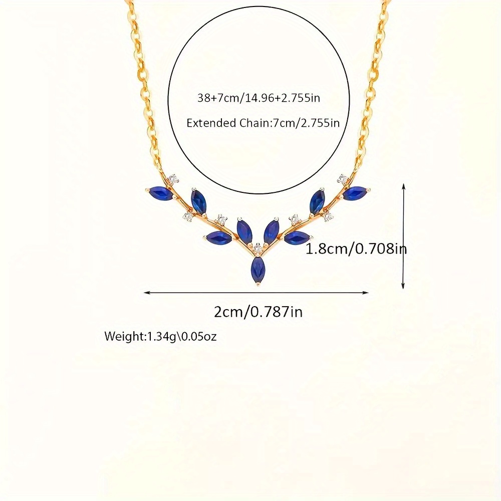 S925 Silvery Cubic Zirconia Antler Pendant Necklace